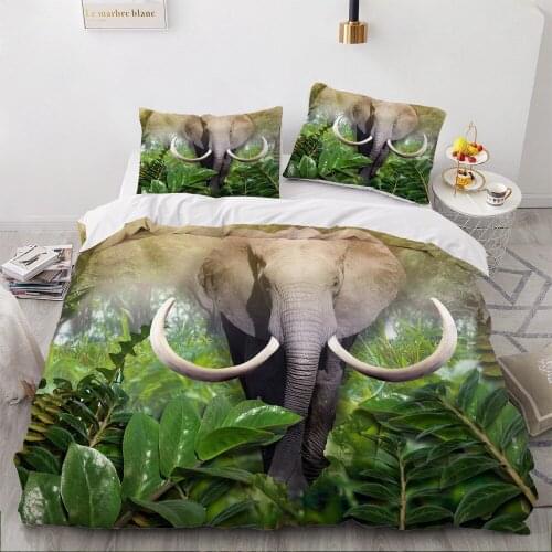Bedding Sets 3D Custom Duvet Quilt Cover Set Comforter Bed Linen Pillowcase King Queen Full Animal Elephant 260x220cm Size