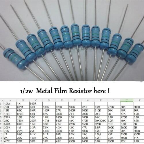 Free Shipping with tracking 10K 1/2W 500Pcs DIP Resistors Colored ring 1/2W 10K 1% Metal Film Resistor other value pls check pag