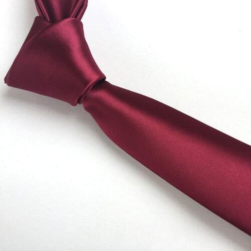 Burgundy Color Men Solid Tie High Quality Woven Ties Vintage Skinny Necktie