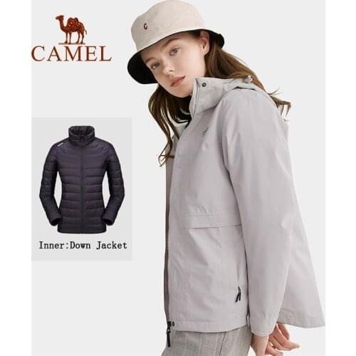 CAMEL Down Jacket Men and Women Thick Coat Detachable Skiing Suits Autumn Winter Keep Warm Jacket Waterproof Wear-resisting Coat