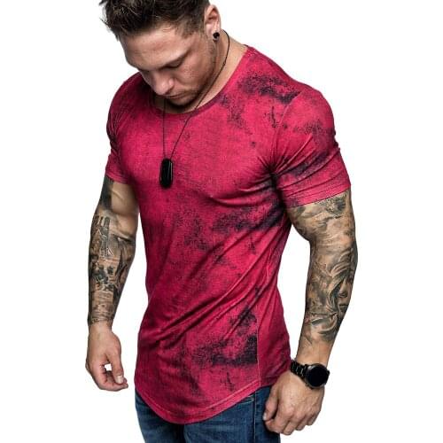 Summer Mens Casual Short-sleeved T-shirt Printing Round Neck Fitness Sports T-shirt Men Large Size Fashion Top Tee