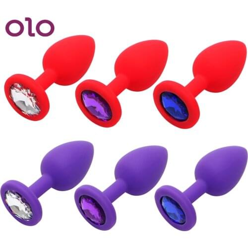 OLO Sex Toys for Men Women Anal Plug Silicone Colorful Crystal Jewelry Prostate Massager Erotic Toys Butt Plug for Beginner
