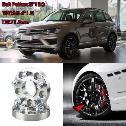 4pcs 1" Wheel Spacers Adapters 5 Lug 5x5.1"/5x130-14x1.5 Studs For VW Touareg 2006