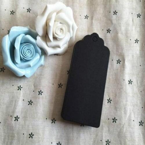 4 * 9 Cm Black Square Mark Products Hand Draw Cardboard Label Clothing Garment Tags Words Blank Paper Id Card 400 Pcs/lot