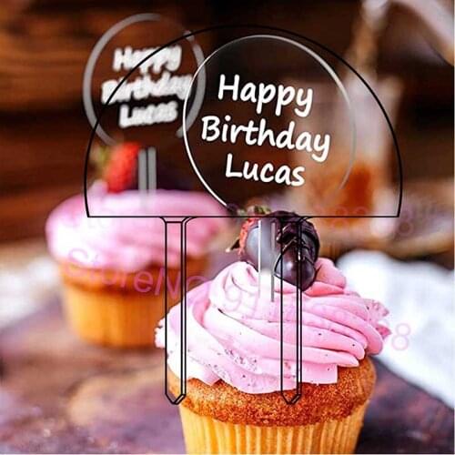 Round Acrylic Clear Blank Circle DIY Birthday Cake Topper cake Decor Supplies for Nuptial Engagement Wedding Birthday Party DIY