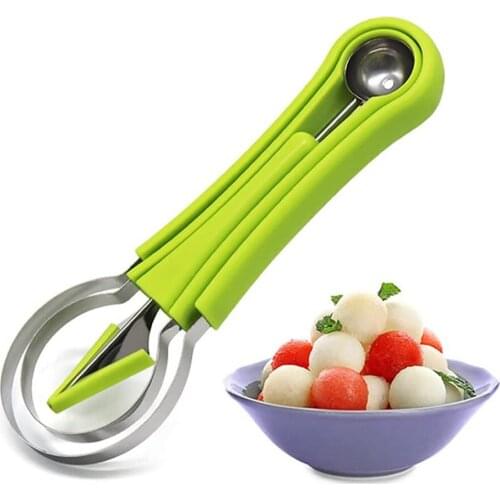 Fruit Digging Spoon 4 in 1 Stainless Steel Fruit Tool Set Melon Baller Scoop Watermelon Cutter Fruit Carving Tools Fruit Slicer