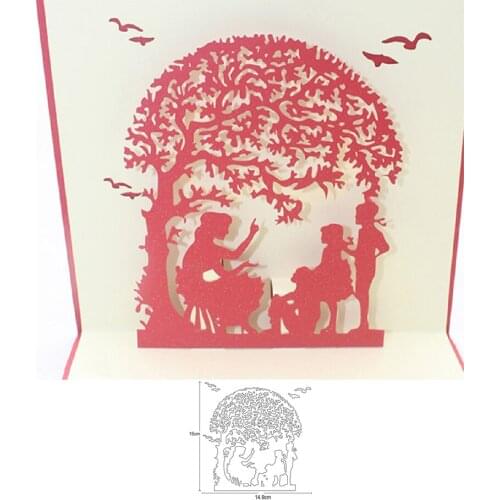 Metal Cutting Dies DIY Etched family under big tree Dies mould Craft Paper Card Making Scrapbooking Embossing die stencils