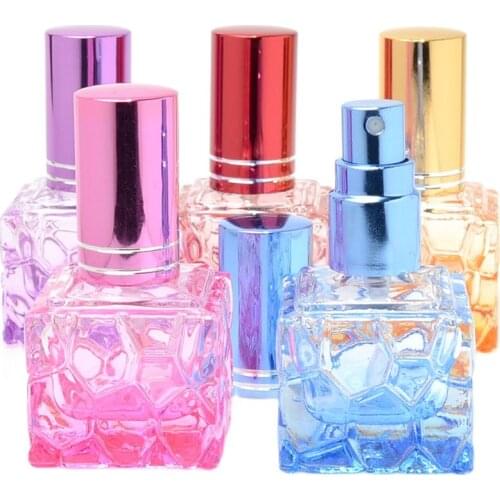 Perfume Refillable Bottle 7 ML Mist Atomizer Water Cube Shape Cosmetic Container Colorful Glass Decoration Spray Pump Bottle