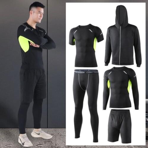 Mens Tracksuit Sport Suit Gym Fitness Compression Clothing Running Jogging Sport Wear Exercise Workout Tights sportswear suit