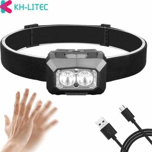 6 Modes LED USB Charging Headlights Induction Switch Headlamp Motion Sensor LED Flashlight Forehead For Camping Fishing Light