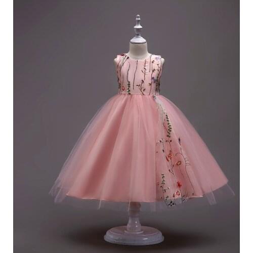 Girl Pure Color Princess Flower Tulle Dresses Flower Girl Dresses For Wedding