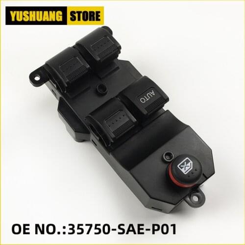 Front left Master Window Control switch Button For Honda Stream RN3 2001-2004 Civic CR-V 2001-2006 OEM# 35750-S5A-A02ZA