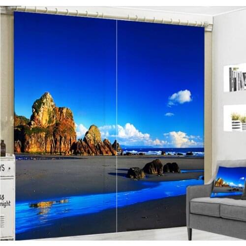Custom curtains 3D home and garden top seller Sea scenery Living room bedroom home goods curtains on the window