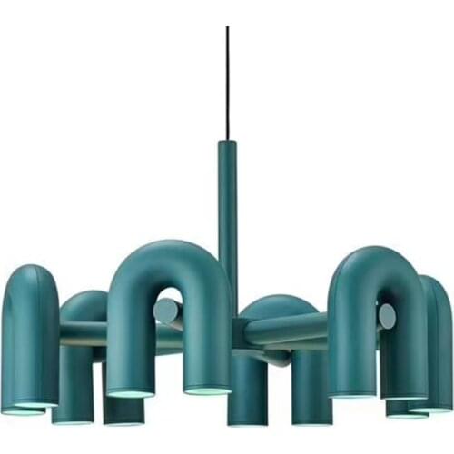 Postmodern Creative Kitchen LED Chandelier Iron Dining Room Hanging Lamp Simple Living Room Decoration Lights Bedroom Lighting