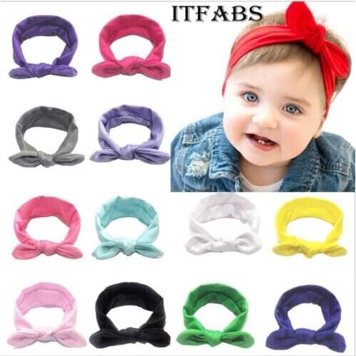 2019 New Kid Girl Baby Soild Headband Toddler Bowknot Elastic Flower Hair Band Accessories 1Pcs