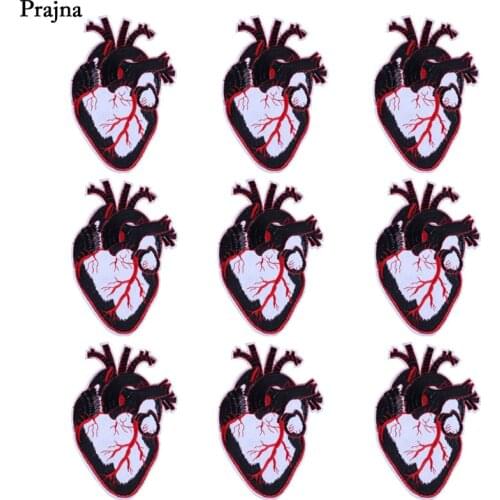 Prajna 10PCS Set Patch Heart Parches Embroidery Punk Iron On Patch For Clothes Sewing Clothing Stickers DIY Applique Bag Badges