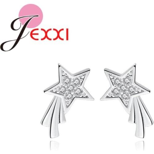 925 Sterling Silver Star Bright Accessories Stud Earrings For Women Girl Top Quality Jewelry Wedding Anniversary Gifts