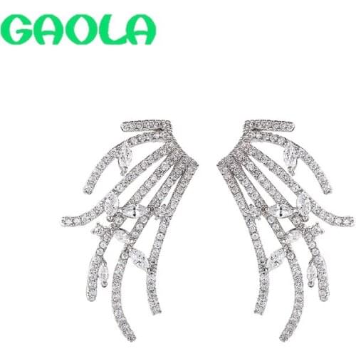 GAOLA Branch Line Earrings Coral Branch Earrings Personality Avant-garde Inlaid Zircon Jewelry Girl Gift