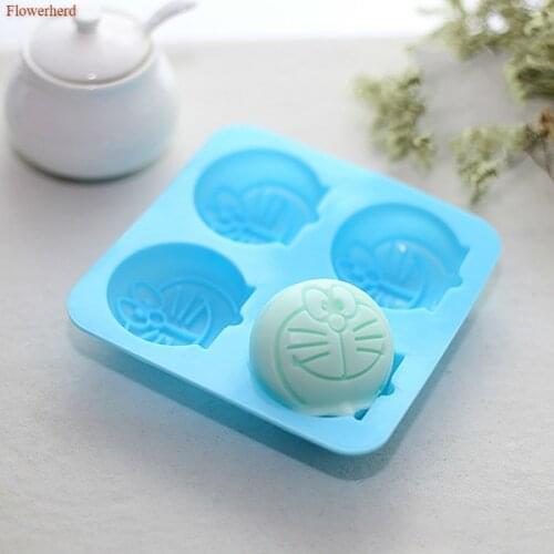 4-hole Cut Cartoon Figures Doraemon Silicone Soap Mold Soap Making Supplies DIY Fondant Cake Chocolate Mold Cake Decors