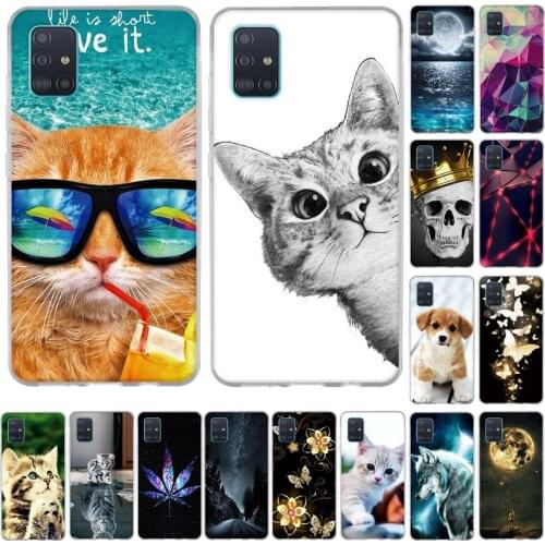 For Samsung Galaxy A51 Case Silicone Fashion Cute Cat Back Cover For Samsung A51 A515 6.5inch Bumper Coque Soft Coque