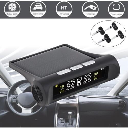 Car TPMS Tire Pressure Monitoring System Solar Power Digital TMPS LCD Display Auto Security Alarm Systems Tyre Pressure Sensor