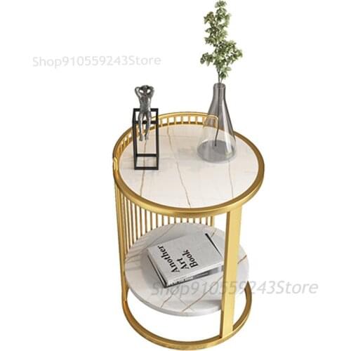 Light Luxury Creative Side Table Small Narrow Bedside Table Modern Minimalist Seating Corner Table Side Table Double Round Ins T