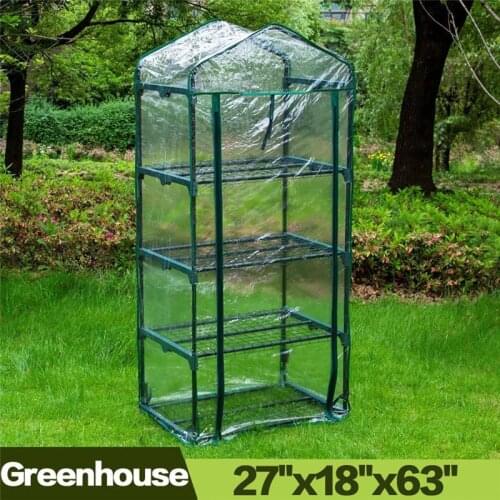 69x49x160CM Outdoor Garden 4-Tier Mini Greenhouse Grow Warm Room Plant Growing Tent PVC Green House with Shelves