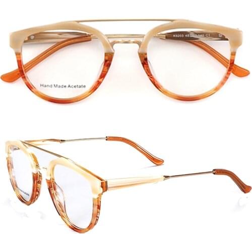 Women Round Vintage eyeglass frame men classic glasses frames double bridge high quality light eyeglasses frames classic eyewear