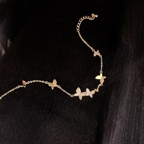 Korean Style Handmade Rhinestone Butterfly Bracelet For Women 2021 New Fashion Temperament Simple Jewelry Anniversary Gift