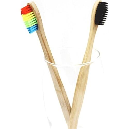 Soft Bristle Mini Head Wood Bamboo Toothbrush Travel Tooth Brush Wooden Rainbow Bamboo Toothbrush Oral Health Care Wholesale