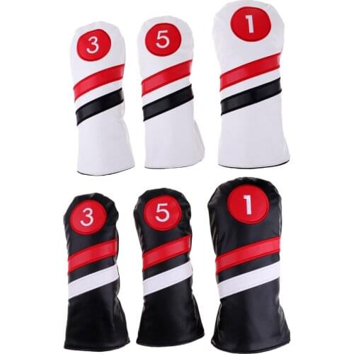1pcs / 3pcs Elastic Closure Waterproof PU Golf Head Covers #1 Driver #3 #5 Fairway Woods Club Headcovers for Golf Enthusiasts