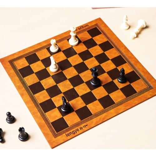 1 Pc Embossed Design Leather International Chess Board Games Mat Checkers Universal Chessboard for Adult KidsToy Chess table mat
