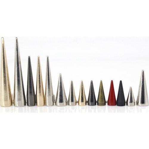 10pcs Solid Metal Screwback Cone Studs Bullet Spike Long Punk Rivets for Leather Craft Bag Garment Clothing Shoes DIY Decor