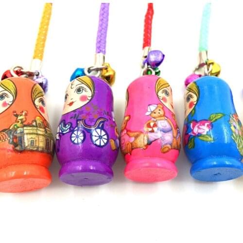 2/12pcs Fashion Jewelry Drip Charm Key Chains Wood Matryoshka Russian Dolls Key Rings Keychains Decorative Gifts CLH@8