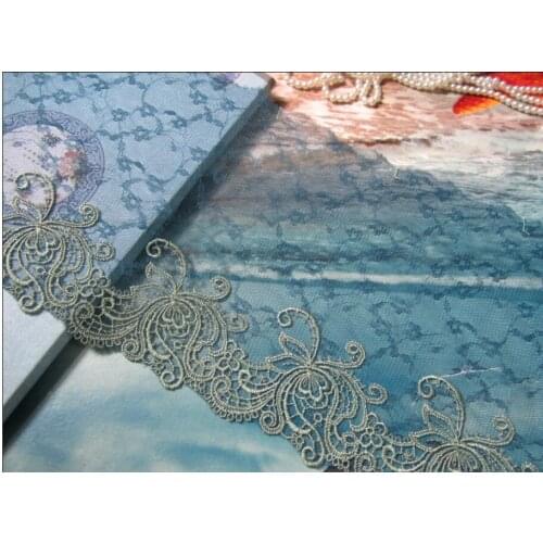 20cm wide-2meters/lot DIY Embroidered Floral Tulle Lace Trim Mesh Lace Trim for Handmade Dress