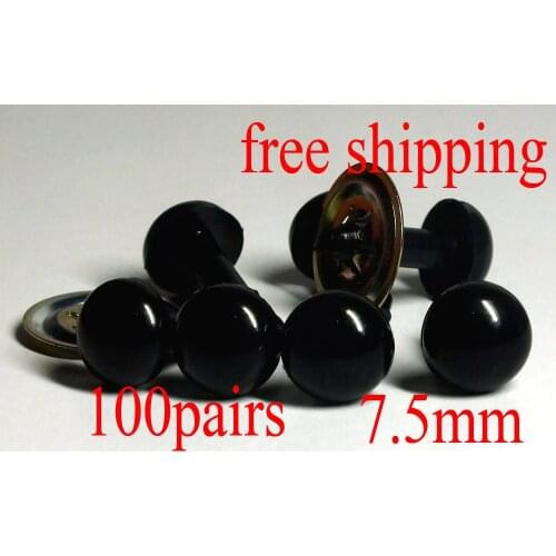 7.5mm Black Safety Eyes / Plastic Doll eyes For Bear Doll Animal Puppet Making--- 100pairs/lot