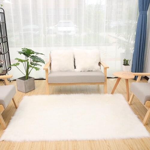 White Artificial fur long-hair bay window blanket Modern Soft Fluffy Plush Kids Bedside Door Mat Artificial Wool black Area Rug
