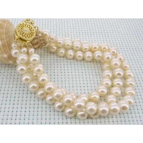 Grade 7mm Akoya White Pearl 2 Strand Bracelet 8"