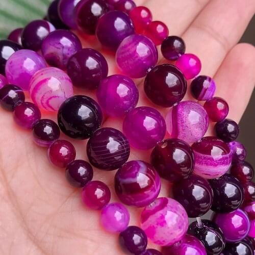 4/6/8/10mm Natural Stone Beads Rose Red Striated Agates Onyx Loose Spacer Beads For Diy Bracelet Jewelry Making Accessories