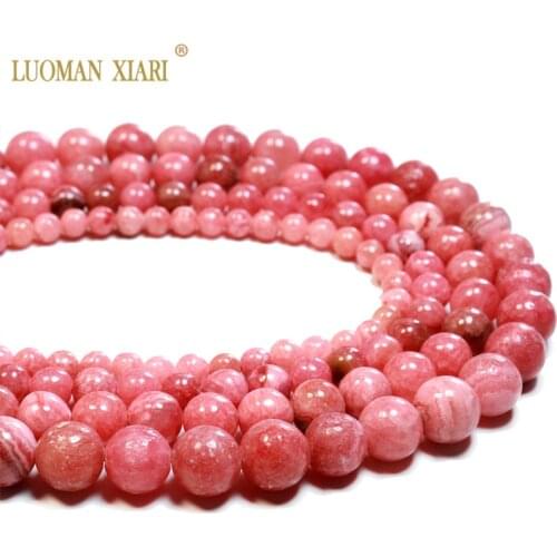 Wholesale Argentina Rhodochrosite Red Round Natural Stone Beads For jewelry Making DIY Bracelet Necklace 6/8/10/12MM Strand 15