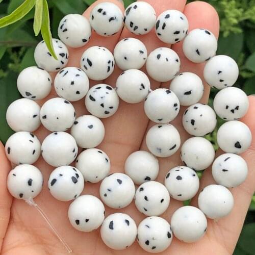 Natural Stone White Dalmation Jaspers Beads High Quality Round Loose Spacer Beads For Jewelry Making 6/8/10/12mm DIY Bracelets