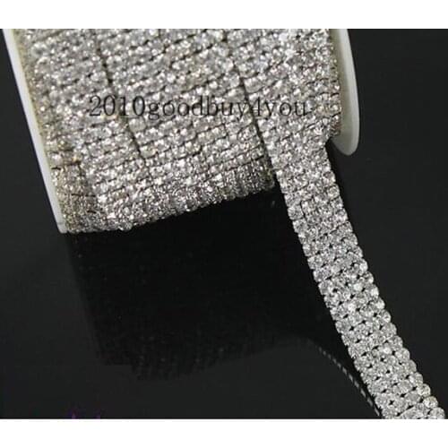1 Yard 4 Rows 3mm SS12 Crystal Beads Chain For Wedding Cake Banding Trim Cake Ribbon Decoration Craft Sewing Trim