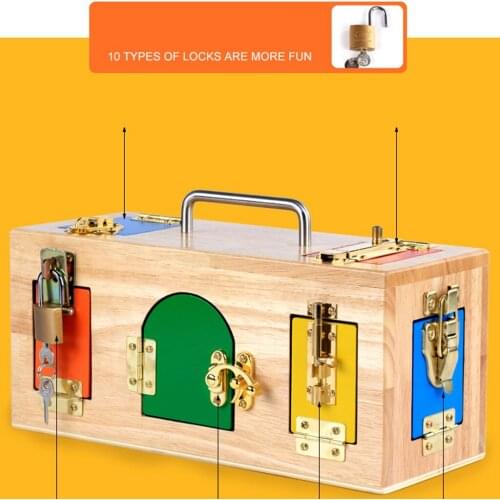 Montessori Wooden Lock Box Matching Game Early Educational Training Toy Gift