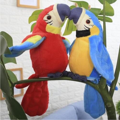 Children Electric Plush Toy Repeat Reading Tongue Voice Recording Parrot Doll