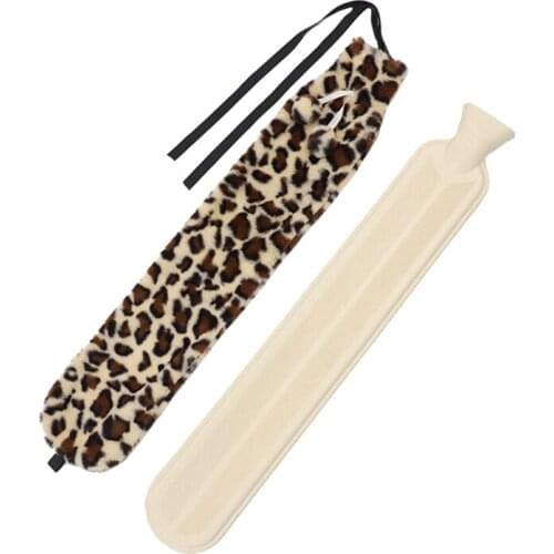 Long Hot Water Bottle, 2L Natural Rubber Hot Water Bottle with Cover and Strap