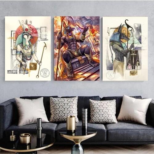 Egypt Egyptian Art Ancient Anubis Sofa Wall Decor Room Living Art Home Decor Quality Canvas Painting Poster Cuadros