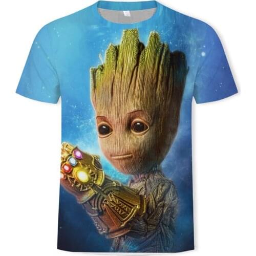 2020 Movie T-shirt Cute Style O-neck High Quality Short Sleeves Tshirt Galaxy Groot Streetwear Fashion Toops For Men Plus Size