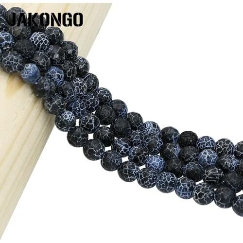 JAKONGO Weathering Onyx Faced Round Natural Stone Beads For Making Bracelets Loose Black Beads for DIY Jewelry 6/8/10mm