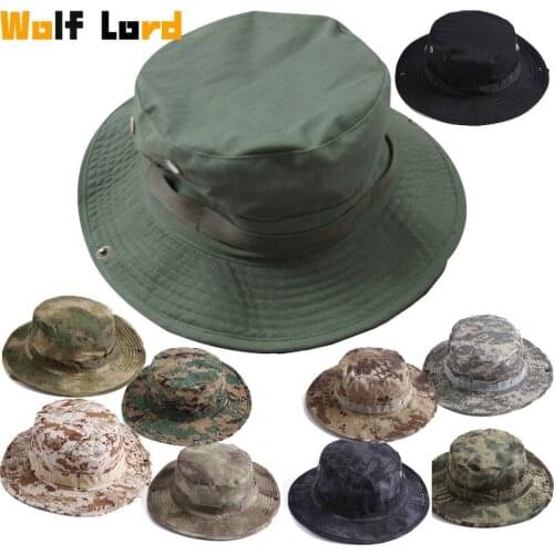 Camouflage Tactical Cap Military Boonie Hat US Army Caps Camo Men Outdoor Sports Sun Bucket Cap Fishing Hiking Hunting Hats