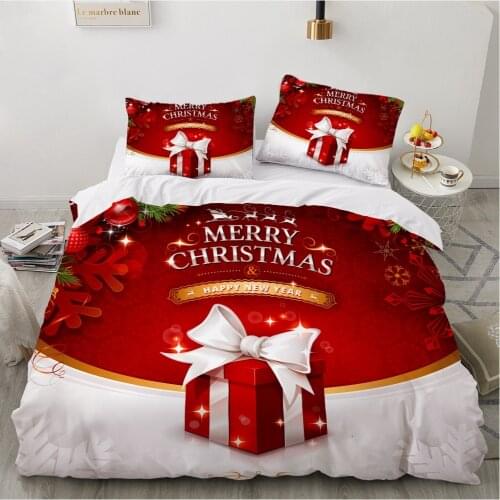 Cartoon Christmas Tree Santa Claus Bedding Set Children Bedlinen Single Twin Full Queen King Duvet Cover Pillowcase Bedclothes